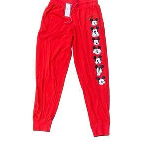 Disney Mickey Mouse Red Graphic Be Nice Jogger Pants Size Medium New With Tags